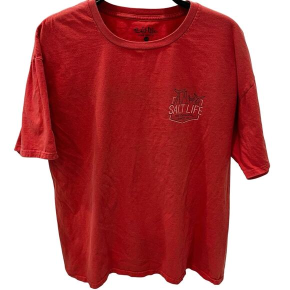 Salt Life Men’s XL Fish And Beer Graphic T-shirt ~ Red - Picture 1 of 5